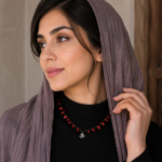 گردنبند میکرومکرومه مرجان طبیعی با نماد اُم