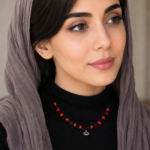 گردنبند میکرومکرومه مرجان طبیعی با نماد لوتوس